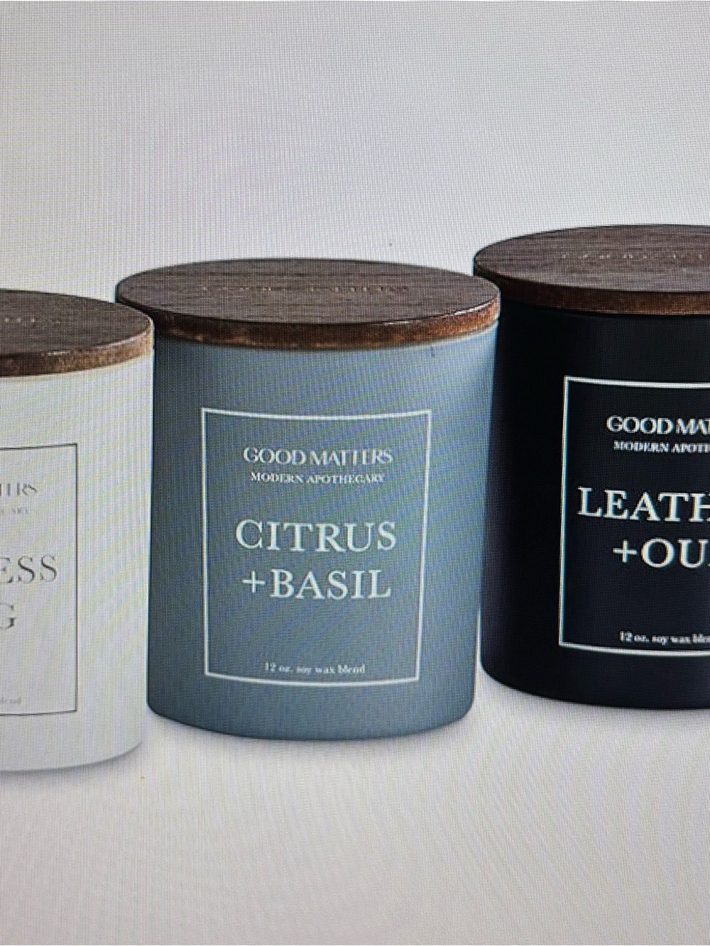 3 Candle Set Cypress + Fig, Citrus + Basil Scented Candle, and LeAther + Oud